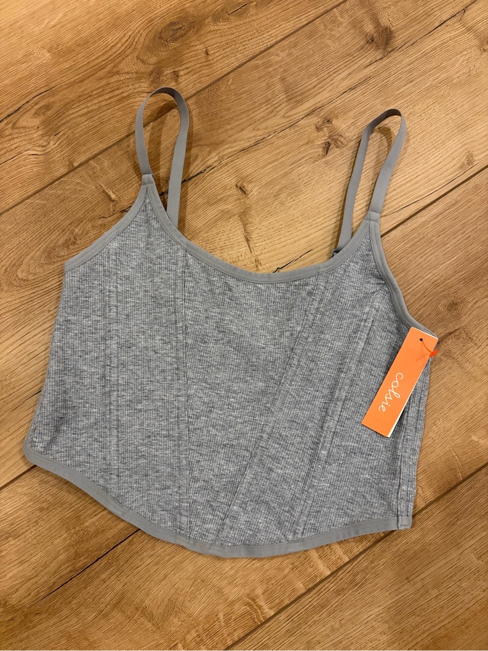 Grey Corset Cropped Tank